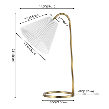 Callie 22" Modern Glam Metal Arc Adjustable Head LED Table Lamp with Pleated Shade - JONATHAN Y